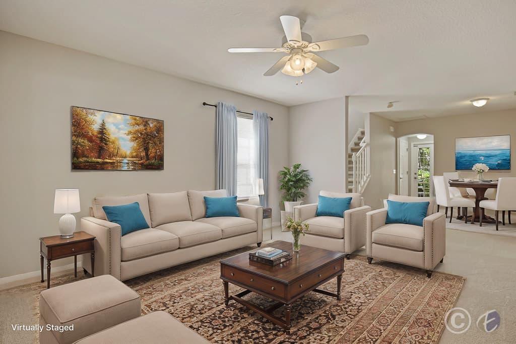 Home for Rent: 16232 Bridgewalk Dr, Lithia - Virtual Staged Great Room