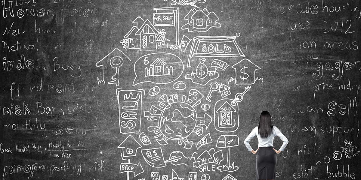 Chalkboard with real estate terms