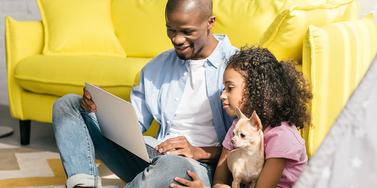 Father and Daughter with dog